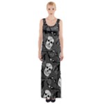Skull Skeleton Pattern Texture Thigh Split Maxi Dress