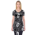 Skull Skeleton Pattern Texture Short Sleeve Tunic 