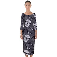 Quarter Sleeve Midi Bodycon Dress 