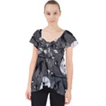 Skull Skeleton Pattern Texture Lace Front Dolly Top
