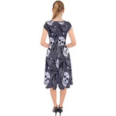 Cap Sleeve Front Wrap Midi Dress 