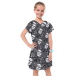 Skull Skeleton Pattern Texture Kids  Drop Waist Dress