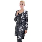 Skull Skeleton Pattern Texture Hooded Pocket Cardigan