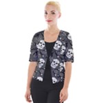 Skull Skeleton Pattern Texture Cropped Button Cardigan