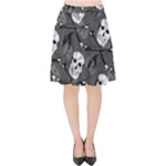 Skull Skeleton Pattern Texture Velvet High Waist Skirt