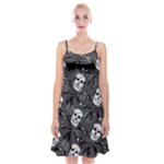Skull Skeleton Pattern Texture Spaghetti Strap Velvet Dress