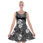 Skull Skeleton Pattern Texture Velvet Skater Dress