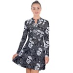 Skull Skeleton Pattern Texture Long Sleeve Panel Dress