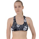 Skull Skeleton Pattern Texture Criss Cross Racerback Sports Bra