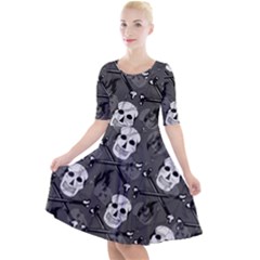Quarter Sleeve A-Line Dress 