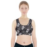 Skull Skeleton Pattern Texture Sports Bra With Pocket