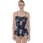 Skull Skeleton Pattern Texture Babydoll Tankini Top