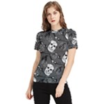 Skull Skeleton Pattern Texture Women s Short Sleeve Rash Guard