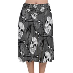 Velvet Flared Midi Skirt 