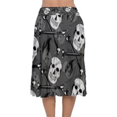Velvet Flared Midi Skirt 