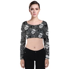 Velvet Long Sleeve Crop Top 