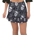 Skull Skeleton Pattern Texture Fishtail Mini Chiffon Skirt