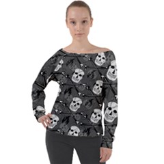 Off Shoulder Long Sleeve Velour Top 