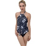 Skull Skeleton Pattern Texture Go with the Flow One Piece Swimsuit