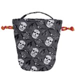 Skull Skeleton Pattern Texture Drawstring Bucket Bag