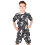 Skull Skeleton Pattern Texture Kids  T-Shirt and Shorts Set
