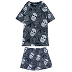 Skull Skeleton Pattern Texture Kids  Swim T-Shirt and Shorts Set