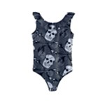 Skull Skeleton Pattern Texture Kids  Frill Swimsuit