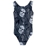 Skull Skeleton Pattern Texture Kids  Cut-Out Back One Piece Swimsuit