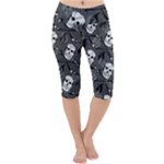 Skull Skeleton Pattern Texture Lightweight Velour Cropped Yoga Leggings