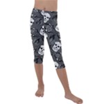 Skull Skeleton Pattern Texture Kids  Lightweight Velour Capri Leggings 
