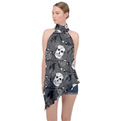 Halter Asymmetric Satin Top 