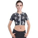 Skull Skeleton Pattern Texture Short Sleeve Cropped Jacket