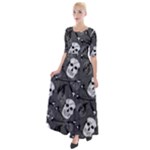 Skull Skeleton Pattern Texture Half Sleeves Maxi Dress