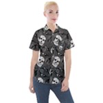 Skull Skeleton Pattern Texture Women s Short Sleeve Pocket Shirt