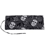 Skull Skeleton Pattern Texture Roll Up Canvas Pencil Holder (S)
