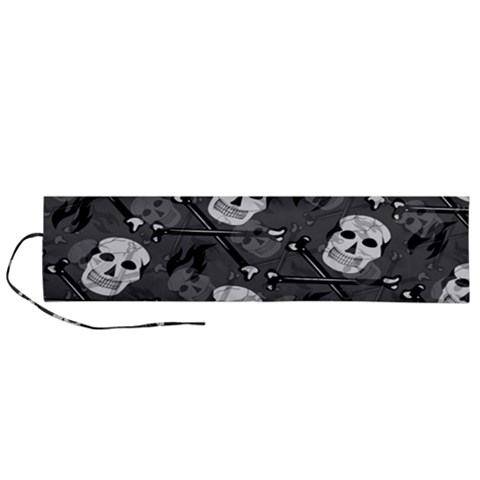 Skull Skeleton Pattern Texture Roll Up Canvas Pencil Holder (L) from ArtsNow.com