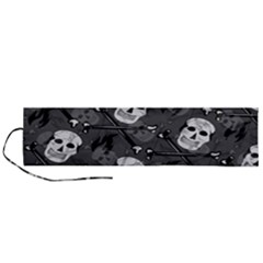 Skull Skeleton Pattern Texture Roll Up Canvas Pencil Holder (L) from ArtsNow.com