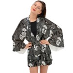 Skull Skeleton Pattern Texture Long Sleeve Kimono