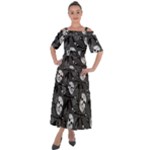 Skull Skeleton Pattern Texture Shoulder Straps Boho Maxi Dress 