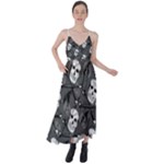 Skull Skeleton Pattern Texture Tie Back Maxi Dress