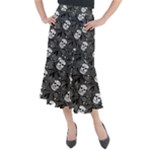 Skull Skeleton Pattern Texture Midi Mermaid Skirt