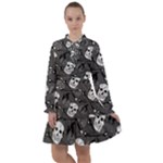Skull Skeleton Pattern Texture All Frills Chiffon Dress