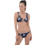 Skull Skeleton Pattern Texture Ring Detail Crop Bikini Set