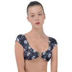 Skull Skeleton Pattern Texture Cap Sleeve Ring Bikini Top
