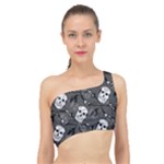Skull Skeleton Pattern Texture Spliced Up Bikini Top 