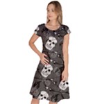 Skull Skeleton Pattern Texture Classic Short Sleeve Dress