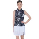 Skull Skeleton Pattern Texture Women s Sleeveless Polo T-Shirt