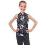 Skull Skeleton Pattern Texture Kids  Sleeveless Polo T-Shirt