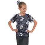 Skull Skeleton Pattern Texture Kids  Mesh Piece T-Shirt