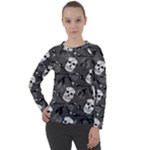 Skull Skeleton Pattern Texture Women s Long Sleeve Raglan T-Shirt